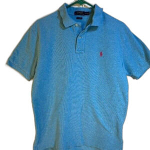 Polo Ralph Lauren, Medium, Turquoise Blue with Pink Pony, Preppy, Classic Fit